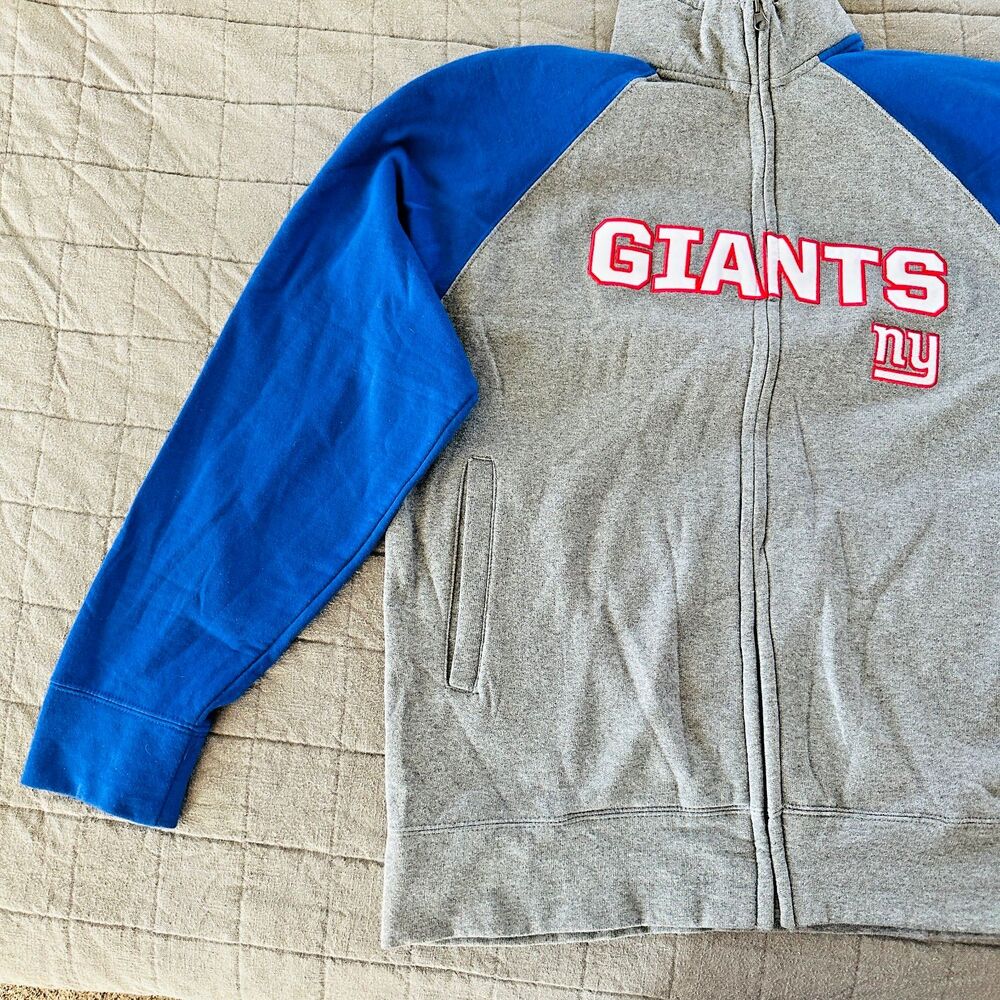 new york giants nfl full zip sweatshirt gray blue football fan gear large - Picture 3 of 13